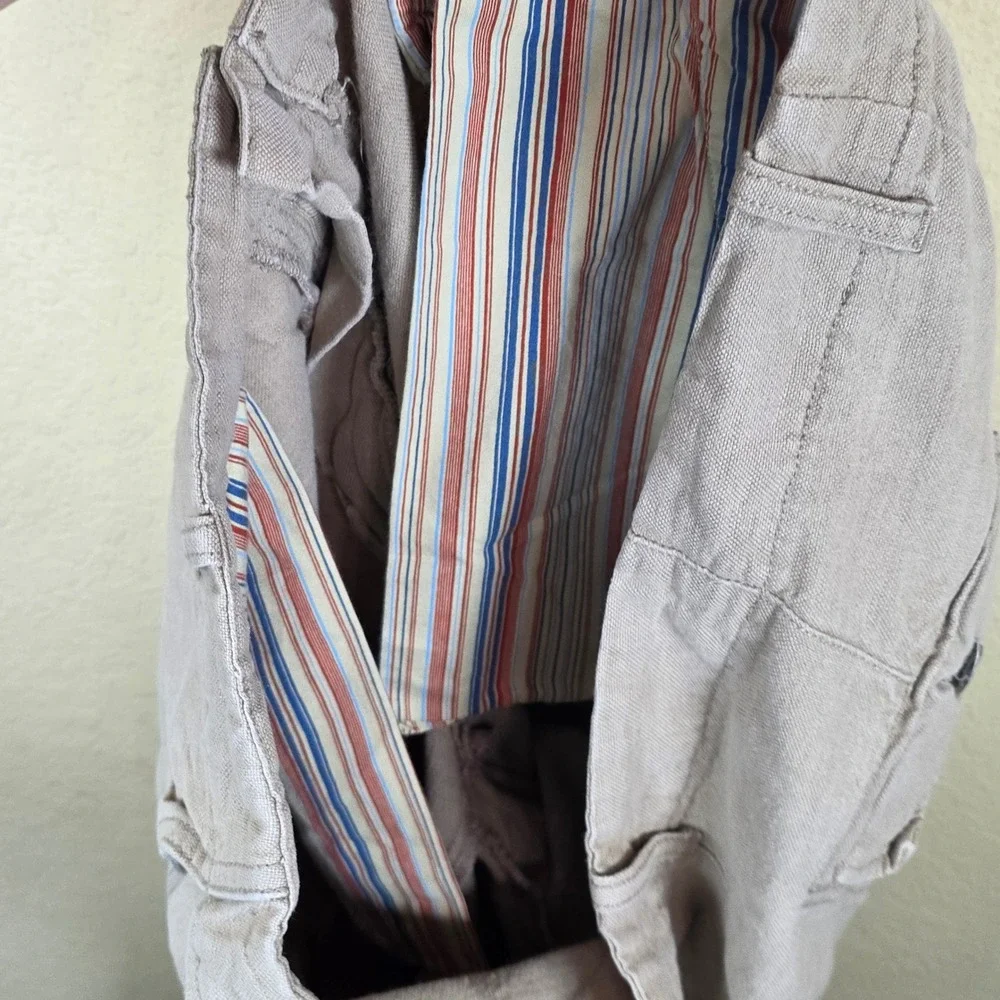 Indigo Palms Classic Chino Fit Linen Cotton Blend Pants Tan Khaki 38x32 Mens
